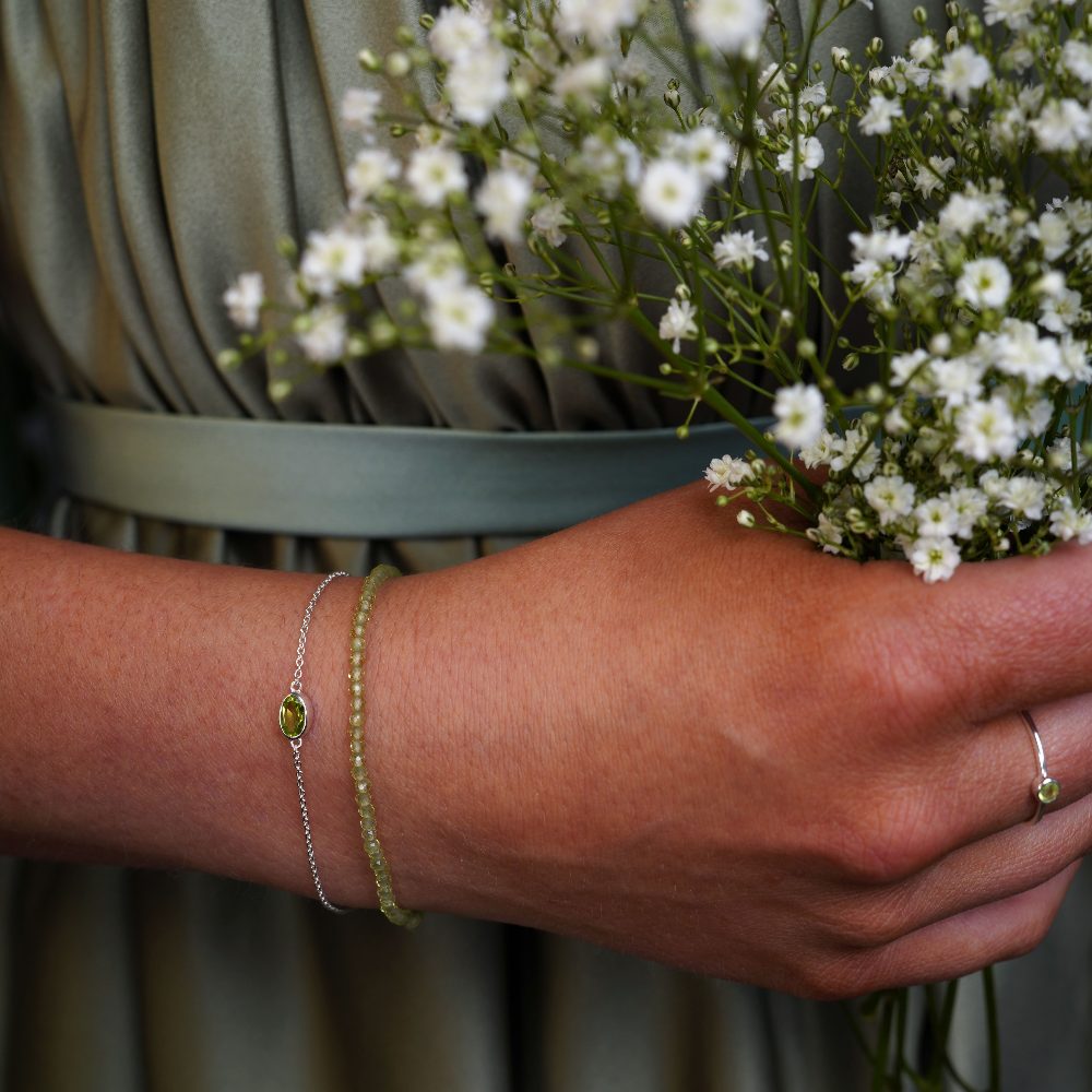 Armband Kristallen Kraaltjes Peridoot Zilver