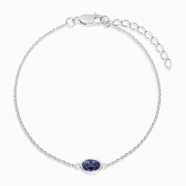 Zilveren armband met september geboortesteen Ioliet. Armband in zilver met blauw, paars kristal Ioliet.