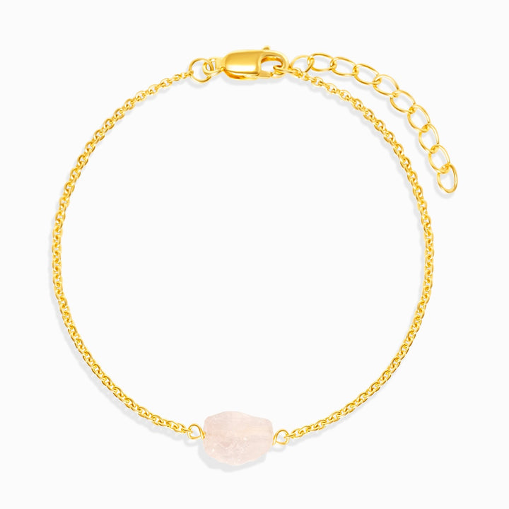 Armband Ruw Mini Rozenkwarts Goud