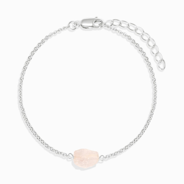 Armband Ruw Mini Rozenkwarts Zilver