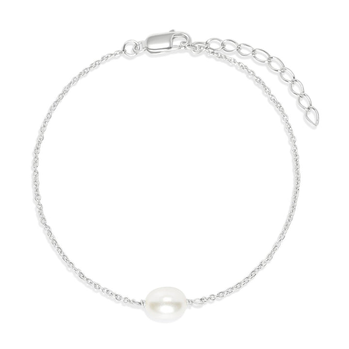 Parelarmband van sterling zilver. Armband met zoetwaterparel in zilver.