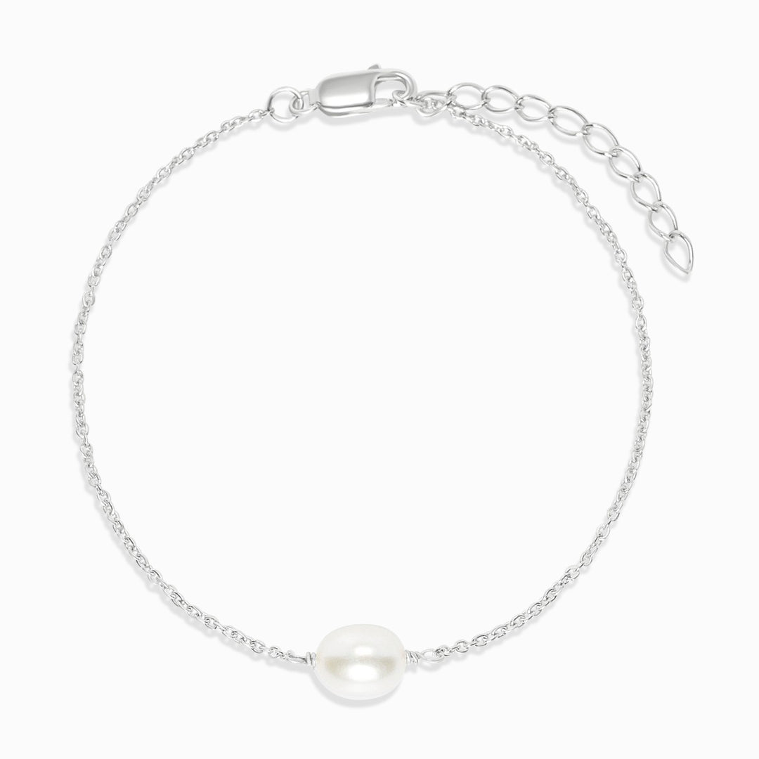 Parelarmband van sterling zilver. Armband met zoetwaterparel in zilver.