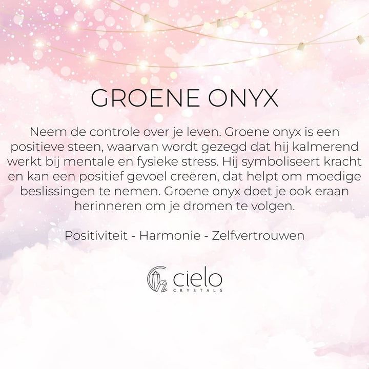 Oorstekers Flora Twee Blaadjes Groene Onyx Zilver