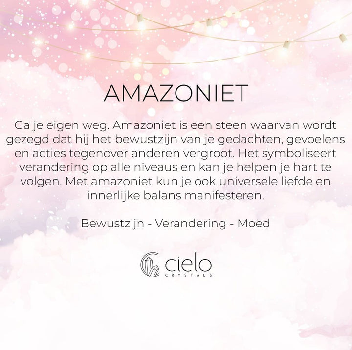 Hanger Kristal Punt Medium Amazoniet Goud