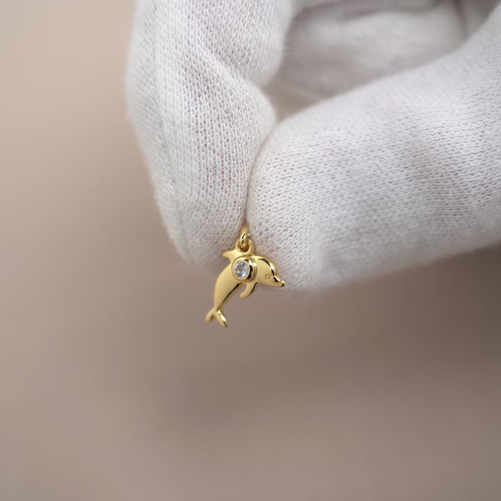 Hanger Dolfijn Aquamarijn Goud